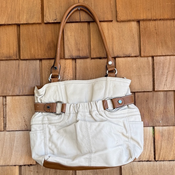 Tignanello Handbags - Tignanello Cream and Tan Leather Shoulder Bag and wallet
